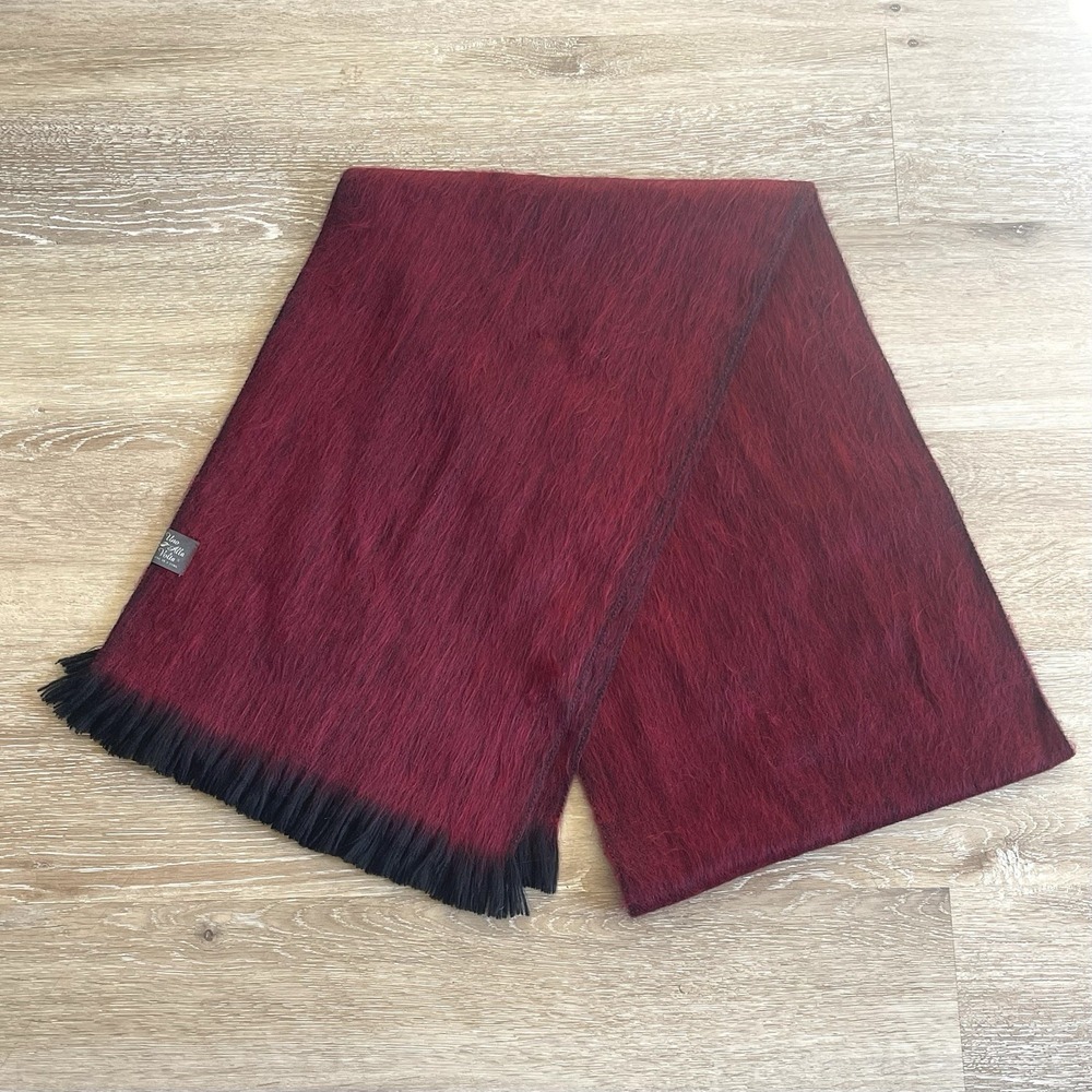 Shupaca Scarf Alpaca Blend Ecuador Boho Fringe Saphire Red Womens Uno Alla Volta